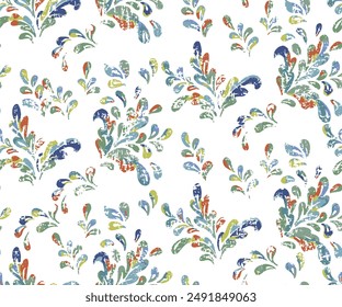 seamless pattern with decorative abstract leaves on bright summer pattern. Perfect for wrapping paper, backgrounds, scrapbooking and textile