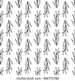 Seamless pattern of decorative abstract leaves, hand drawn design elements