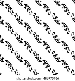 Seamless pattern of decorative abstract leaves, hand drawn design elements