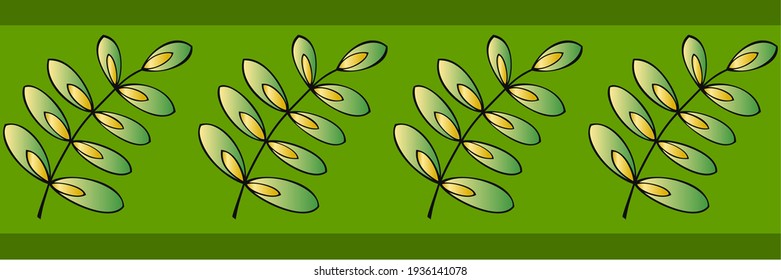 Seamless pattern, Decorative acacia leaves on a green background