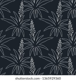 Seamless pattern with decorative aloe flowers