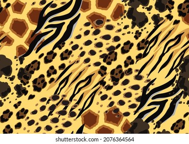 Seamless pattern with decorative animal print. African savannah fauna stylized ornament, fur texture.