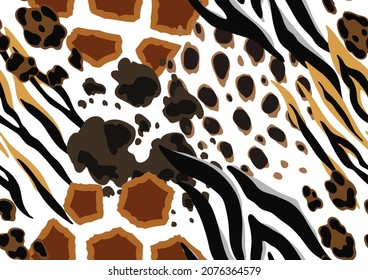 Seamless pattern with decorative animal print. African savannah fauna stylized ornament, fur texture.
