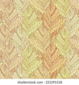 Seamless pattern with decorative autumn leaves. Colorful abstract background.