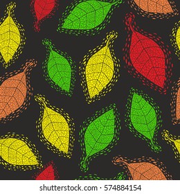 Seamless pattern with decorative autumn leaves. Vector background.