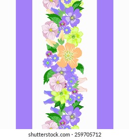 Seamless pattern with decorative band of flower and stripes