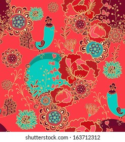 Seamless pattern with decorative birds