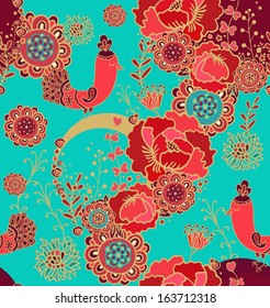 Seamless pattern with decorative birds