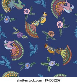 Seamless pattern with decorative birds.