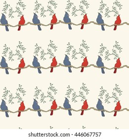 Seamless Pattern. Decorative pattern with birds. White background