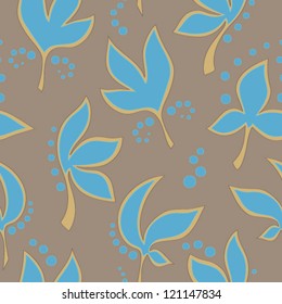 Seamless pattern with decorative blue leafs