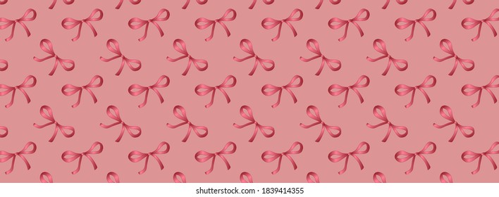 Seamless pattern with decorative bows for gift. Wallpaper, print, modern textile design, wrapping paper