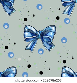 Seamless Pattern with Decorative Bows in Multiple Colors. Colorful Bow Ribbon Pattern for Gift Wrapping and Decoration