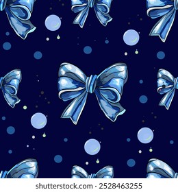 Seamless Pattern with Decorative Bows in Multiple Colors. Colorful Bow Ribbon Pattern for Gift Wrapping and Decoration