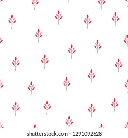 Seamless pattern of decorative branch of flowers. Isolated on a white background