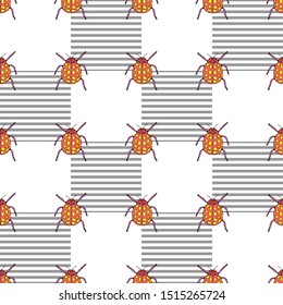seamless pattern. decorative bug, ladybug. eps10 vector illustration. hand drawing