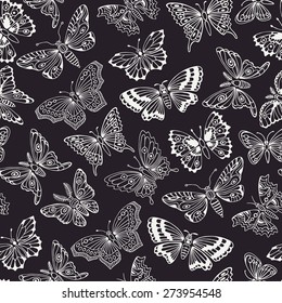 Seamless pattern with decorative butterflies