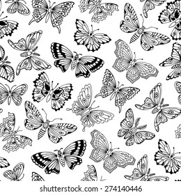 Seamless pattern with decorative butterflies