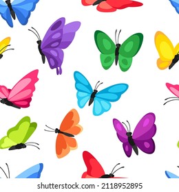 Seamless pattern with decorative butterflies. Colorful abstract insects.