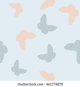 Seamless pattern. Decorative butterflies Design Pattern blue background.