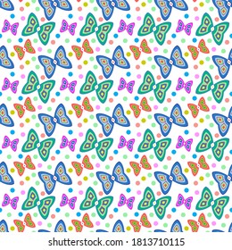 Seamless pattern with decorative butterflies.Vector graphics on a white background.