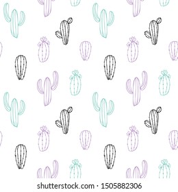Seamless pattern with decorative cacti.