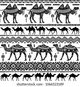 Seamless pattern with decorative Camels