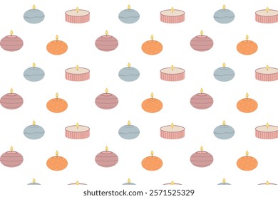 Seamless pattern with decorative candles. Vector illustration.