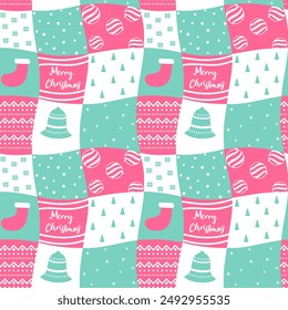 Seamless pattern with decorative Christmas elements. Happy New Year background.
