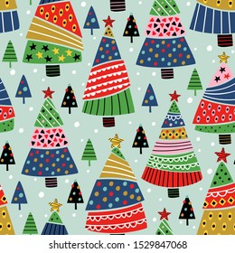 seamless pattern with decorative christmas trees
  - vector illustration, eps    
