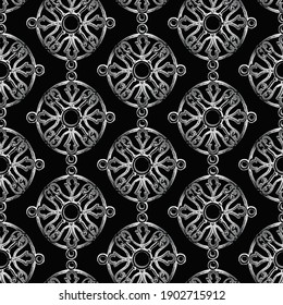 Seamless pattern of decorative circle vintage design elements