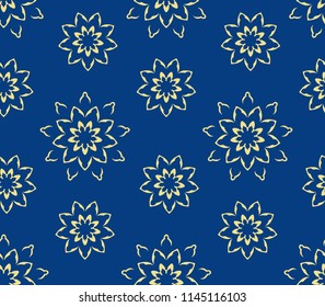 Seamless pattern with decorative circles in the style of a mandala.  Vector illustration.
