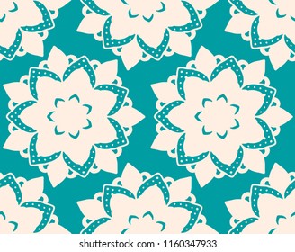 Seamless pattern with decorative circles in the style of a mandala.  Vector illustration.
