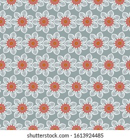 Seamless pattern with decorative circles in the style of a mandala.  Vector illustration.