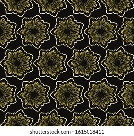 Seamless pattern with decorative circles in the style of a mandala.  Vector illustration.