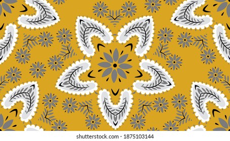 Seamless pattern with decorative circles in the style of a mandala.  Vector illustration.