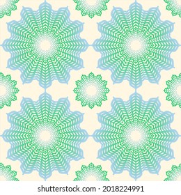 Seamless pattern with decorative circles in the style of a mandala.  Vector illustration.