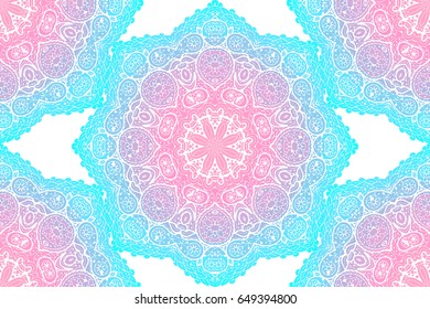 Seamless pattern with decorative circles in the style of a mandala.  Vector illustration.