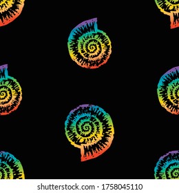 Seamless pattern of decorative colorful sea shell nautilus