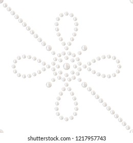 Seamless pattern of decorative cross. Embellishment made of realistic white pearl. Can be used for wedding, textile or gift paper. Precious jewelry beads print. Vector Illustration. 