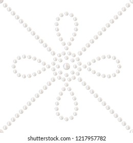 Seamless pattern of decorative cross. Embellishment made of realistic white pearl. Can be used for wedding, textile or gift paper. Precious jewelry beads print. Vector Illustration. 
