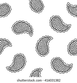 Seamless pattern with decorative cucumbers. Black and white color. Vector illustration