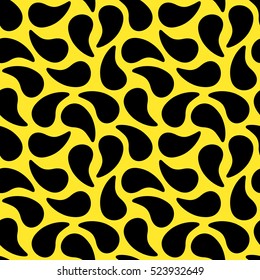 Seamless pattern with decorative cucumbers. Buttercup and black color. Vector illustration