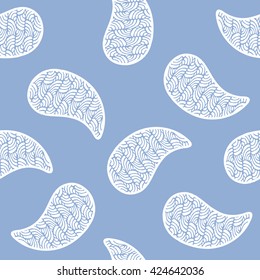 Seamless pattern with decorative cucumbers. White and serenity color. Vector illustration