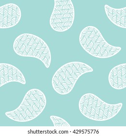 Seamless pattern with decorative cucumbers. White and limpet shell color. Vector illustration