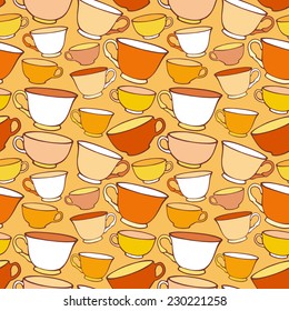 Seamless pattern with decorative cups. Vector illustration