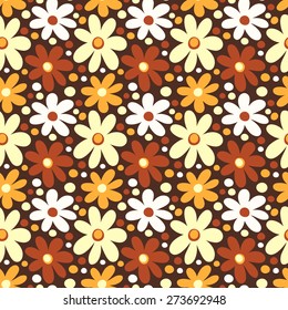 Seamless pattern with decorative daisy flowers. Vintage background. Vector illustration