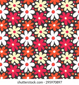 Seamless pattern with decorative daisy flowers