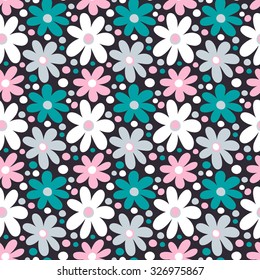 Seamless pattern with decorative daisy flowers