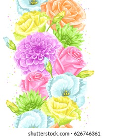 Seamless pattern with decorative delicate flowers. Easy to use for backdrop, textile, wrapping paper, wallpaper.